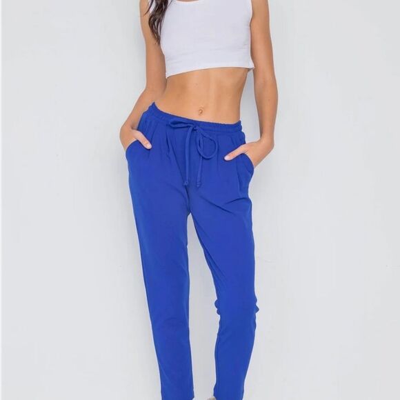 Casual royal blue joggers with pockets size large - Picture 1 of 6